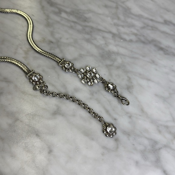 BRIGHTON Silver Toned Rhinestone Embellished Chain Belt Size M - Picture 2 of 8